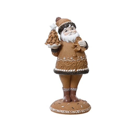 Decoris kerstman bruin - L 13,5 x B 11,5 x H 25 cm