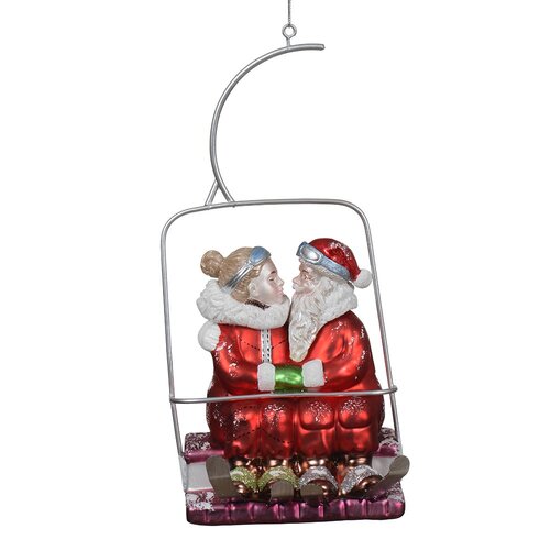 Decoris kerstman in skilift hanger glas multi - L 10,1 x B 10,3 x H 22 cm