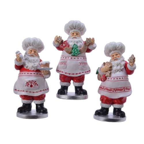 Decoris Kerstman polyresin santa garland, cake, wreath 3ass - rood