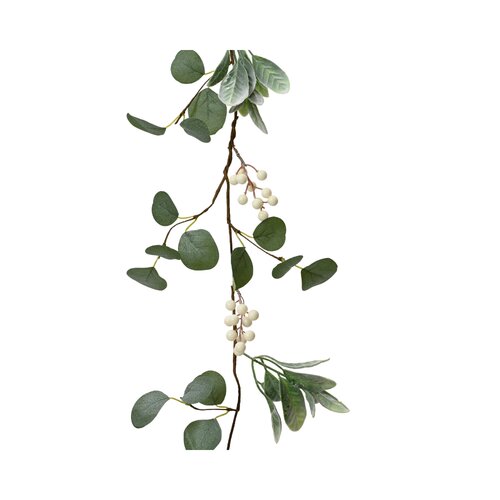 Decoris kerstslinger  groen/wit - L 150 x B 7 x H 3 cm