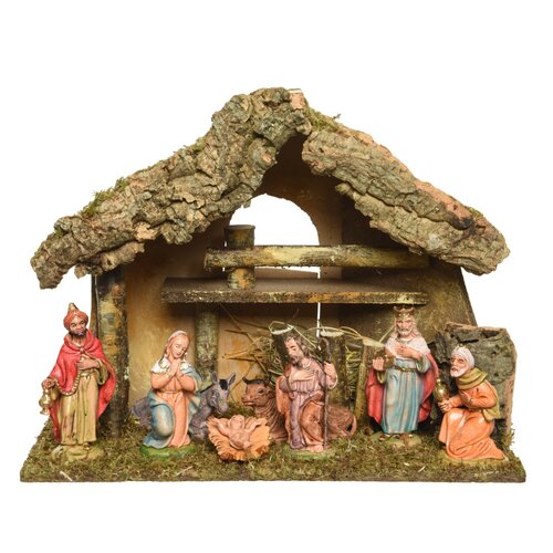 Decoris Kerststal naturel  multi - L 38 x B 18 x H 29 cm