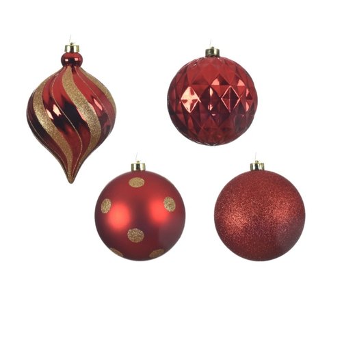 Decoris Kunststof Kerstballen 6 stuks - Rood - afbeelding 2