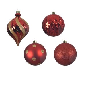 Decoris Kunststof Kerstballen 6 stuks - Rood - afbeelding 2