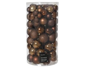 Decoris kunststof kerstballen espresso 100 stuks - D 4/6/8 cm