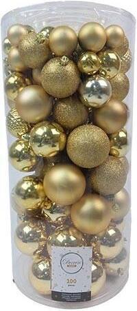 Decoris kunststof kerstballen light gold 100 stuks - D 4/6/8 cm