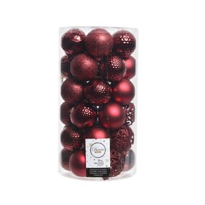 Decoris kunststof kerstballen tube oxblood 37 stuks - D 6 cm - afbeelding 1