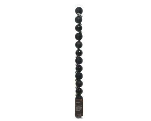 Decoris kunststof kerstballen zwart - D 3 cm