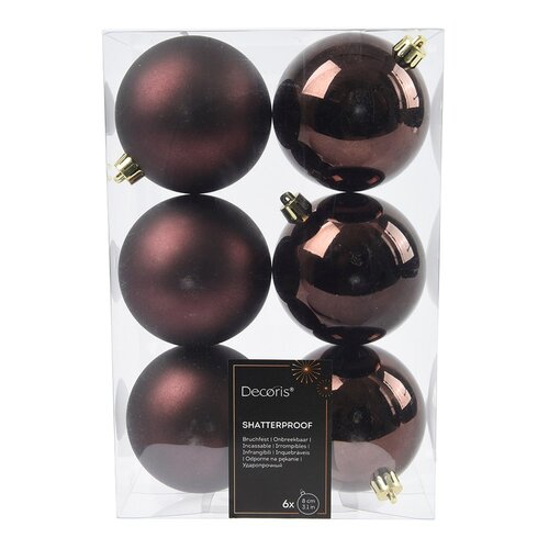 Decoris kunststof kerstballen zwarte truffel - D 8 cm