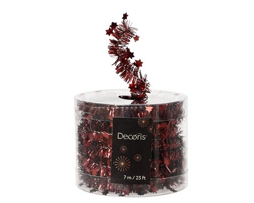 Decoris lametta guirlande stars Oxblood 7 m