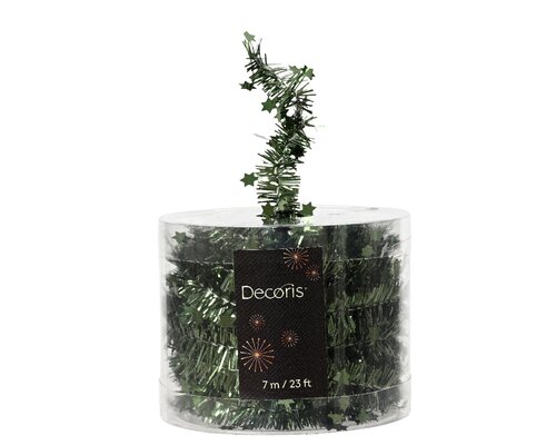 Decoris lametta guirlande stars Pine green 7 m