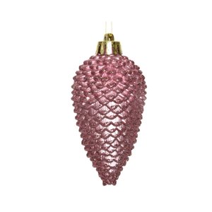 Decoris Ornament Dennenappel 4,5 x 8 cm - Velours Roze - afbeelding 2