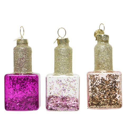 Decoris Ornament glas glitter 3kl.ass