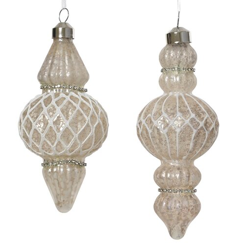 Decoris ornament glas winterwit - L 6,5 x B 6,5 x H 16 cm