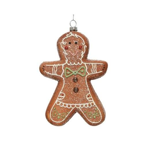 Decoris Ornament kunststof gingerbread met glitter - Bruin