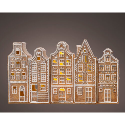 Decoris peperkoekhuisjes LED  bruin/kleur(en) - L 23 x B 5,5 x H 12 cm