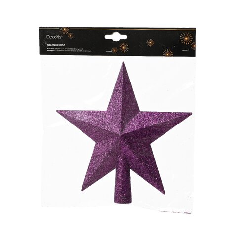 Decoris piek ster kunststof Violet 19 cm