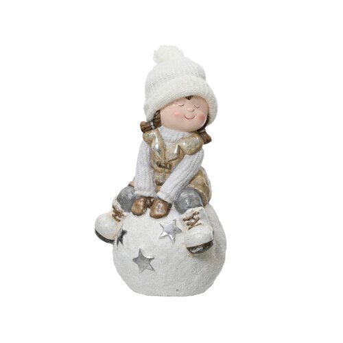 Decoris sneeuw figuur creme/kleur(en) - L 27 x B 27 x H 45 cm