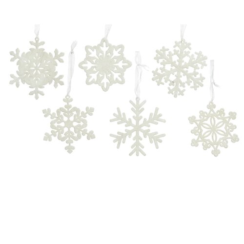 Decoris Sneeuwvlok plastic glitter  winterwit - D 10 x H 0,5 cm