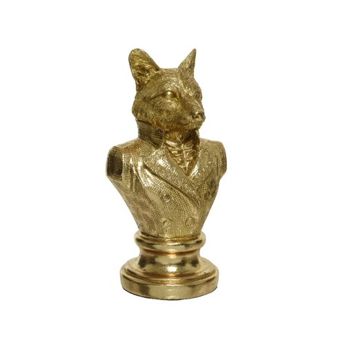 Decoris Vos polyresin fox shiny dapper fox bust - Goud