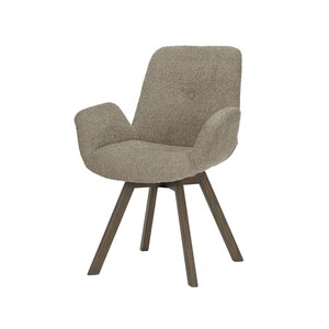 Eetkamerstoel Matteo bouclé liver met houten onderstel