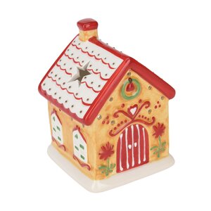 Gingerbread huisje theelichthouder 12 cm - afbeelding 1