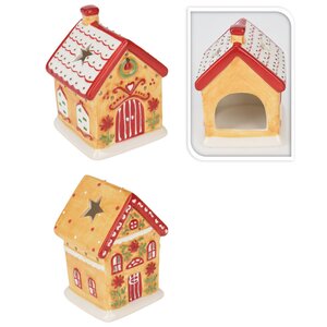 Gingerbread huisje theelichthouder 12 cm - afbeelding 2