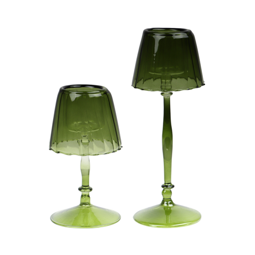 Glazen lamp groen - D 8 x H 16 cm - afbeelding 2