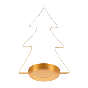 Gouden dienblad kerstboom - D 32 x H 41,5 cm - afbeelding 1