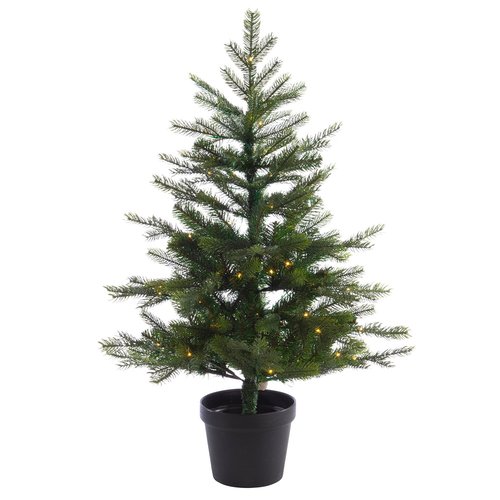 Everlands Grandis Fir LED kunstkerstboom Buiten groen - H 90 x D 63 cm