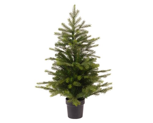 Everlands Grandis Fir Mini kunstkerstboom groen - H 90 x D 63 cm