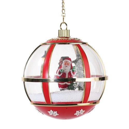 Hangende Sneeuwglobe met Kerstman - D 30 x H 33,3 cm - afbeelding 1