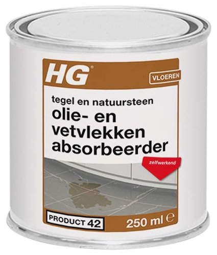 HG tegel en natuursteen olie- en vetvlekken absorbeerder 250 ml