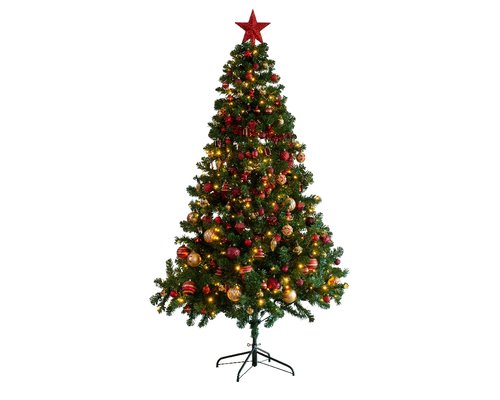 Everlands Imperial Pine LED kunstkerstboom met decoraties groen/goud - H 210 x D 137 cm