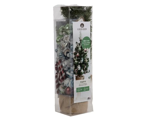 Everlands Imperial Pine Mini Kerstboom met decoratie Wit - H 75 x D 41 cm