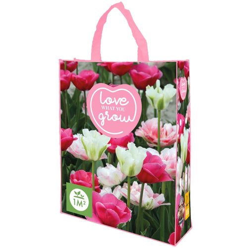 JUB Holland Shopping Bag met Tulpen Roze 'Love what you Grow'