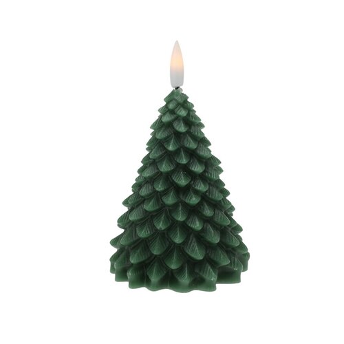 Kaars kerstboom LED donker groen - H 11 cm