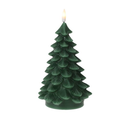 Kaars kerstboom LED donker groen - H 19 cm