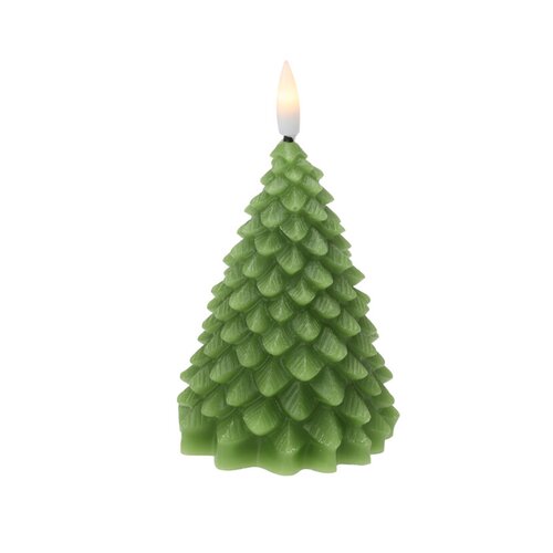 Kaars kerstboom LED groen - H 11 cm