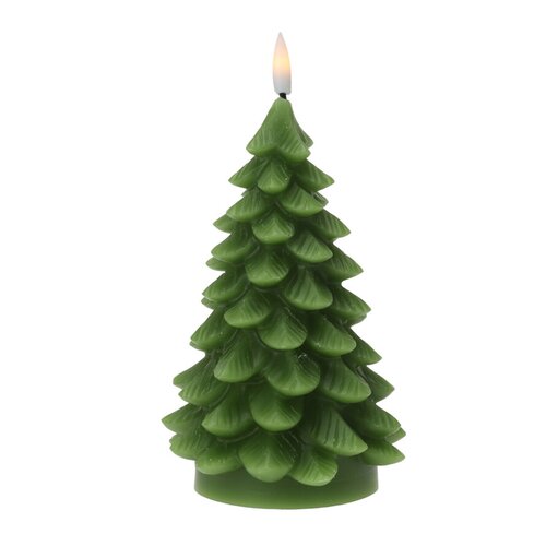 Kaars kerstboom LED groen - H 19 cm