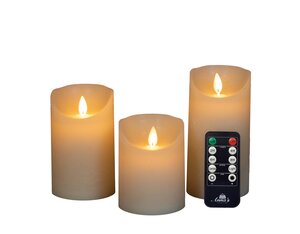 Anna's Collection 3-pack kaars - H 10/12.5/15 x D 7.5 cm