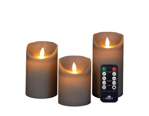 Anna's Collection 3-pack kaars - H 10/12.5/15 x D 7.5 cm