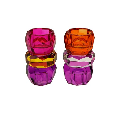 Kandelaar crystal D 7 x H 11,5 cm pink/orange