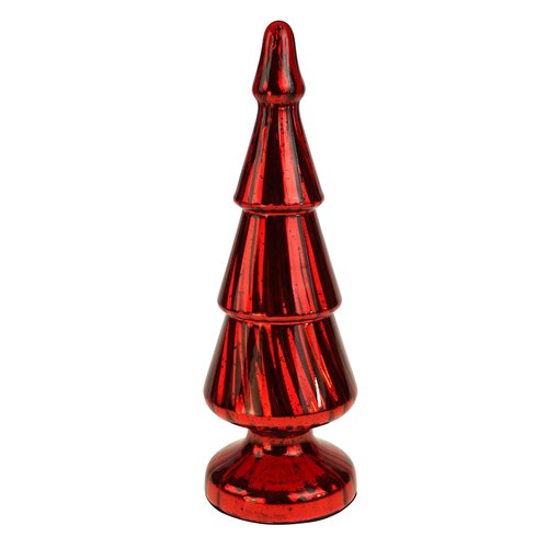 Kerstboom glas D 12 x H 36 cm rood glans