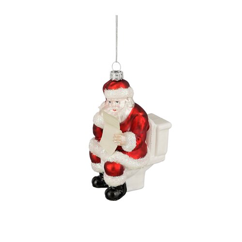 Kerstboom ornament kerstman glas rood - L 9,5 x B 5 x H 11 cm