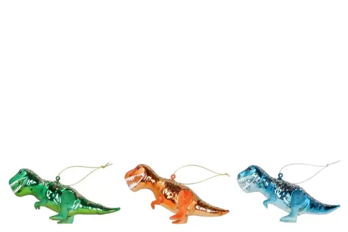 Kerstboomornament dinosaurus, set van 3 - B 15 x H 5 cm