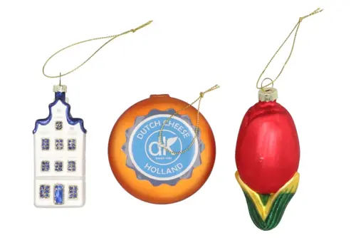 Kerstboomornament glazen bal 'Dutch Glorie', set van 3 – L 5 x H 11 cm