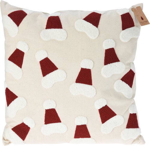 Kerstkussen beige, 2 designs - H 45 x B 45 cm - afbeelding 3