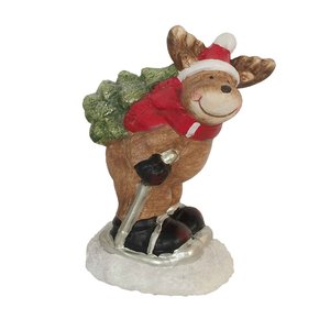 Kerstman en rendier op skies 2 assorti 13x8x19cm - afbeelding 2