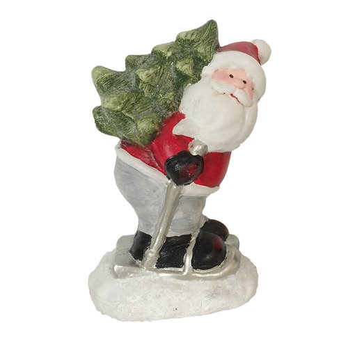 Kerstman en rendier op skies 2 assorti 13x8x19cm - afbeelding 1