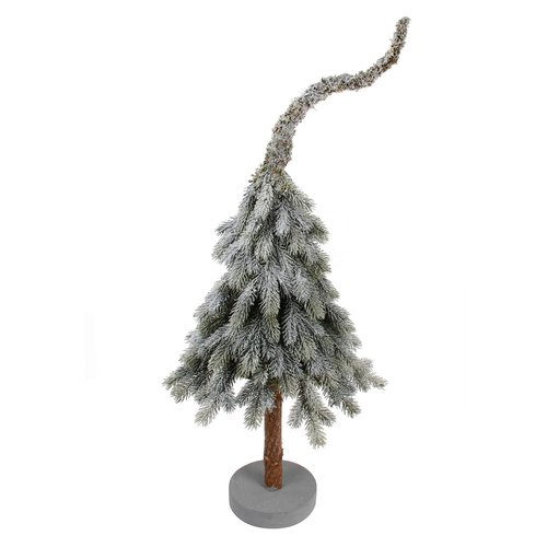 DECO kunstkerstboom op voet Frosted - H 90 x D 35 cm